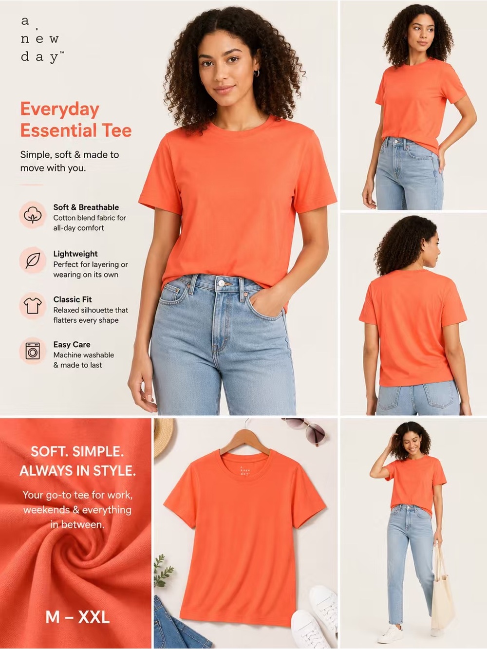 a new day Coral Short Sleeve Crewneck Tee